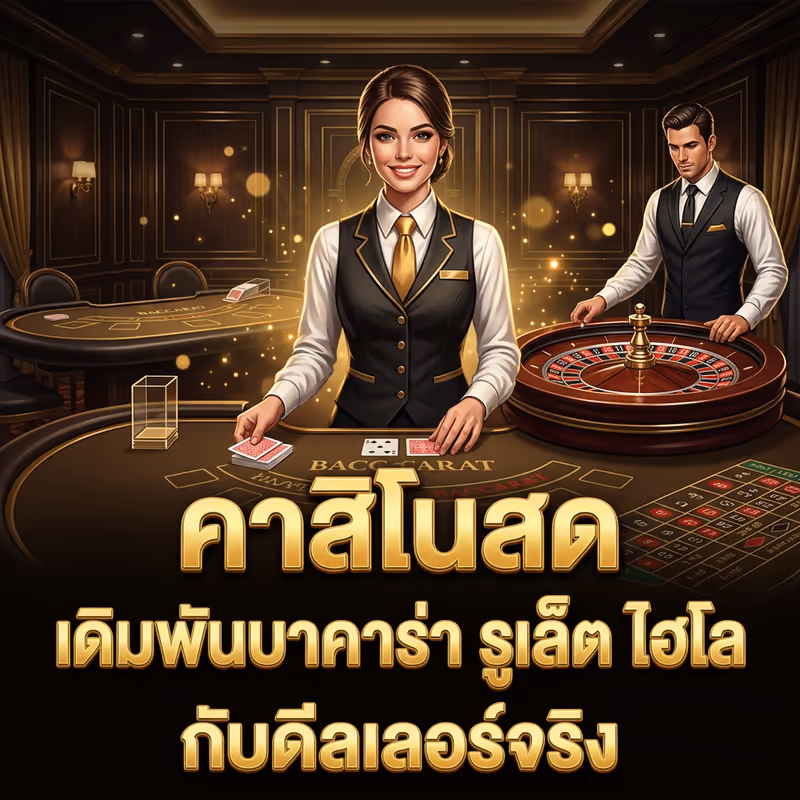 คาสิโนสด เดิมพันบาคาร่า รูเล็ต ไฮโล กับดีลเลอร์จริง